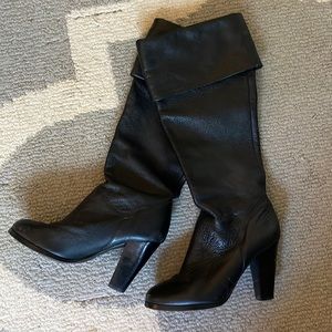 Black leather boots
